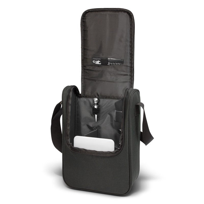 Elegant 8 Piece Picnic Set & Wine Cooler Bag with wine glasses, napkins, cheese board, and spacious storage for outdoor dining.