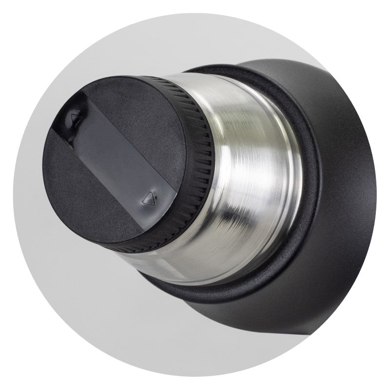 Stainless steel thermal flask with cup, designed for outdoor use, keeps drinks hot, BPA-free, comes with handle and gift box.