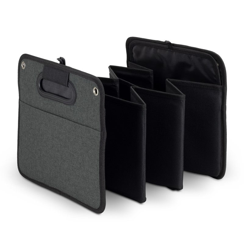 Durable 3-compartment trunk organiser with 40L capacity for tidy car storage and secure item management.