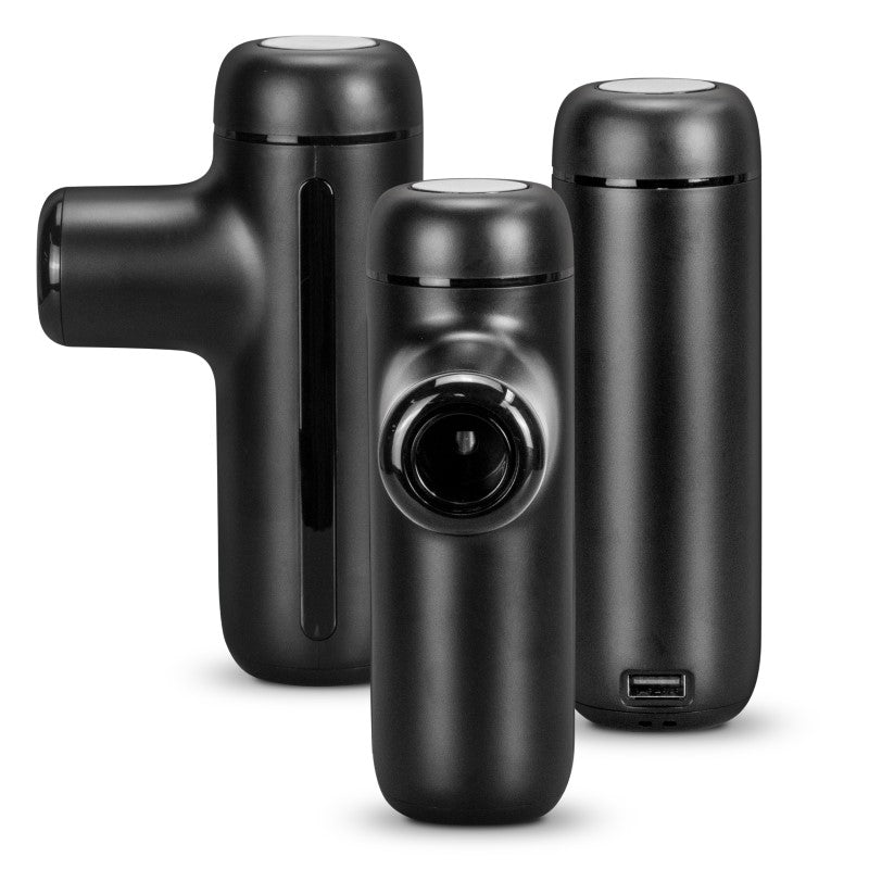 Powerful Multi Head Massage Gun with four attachments and adjustable intensity, perfect for muscle recovery and travel.