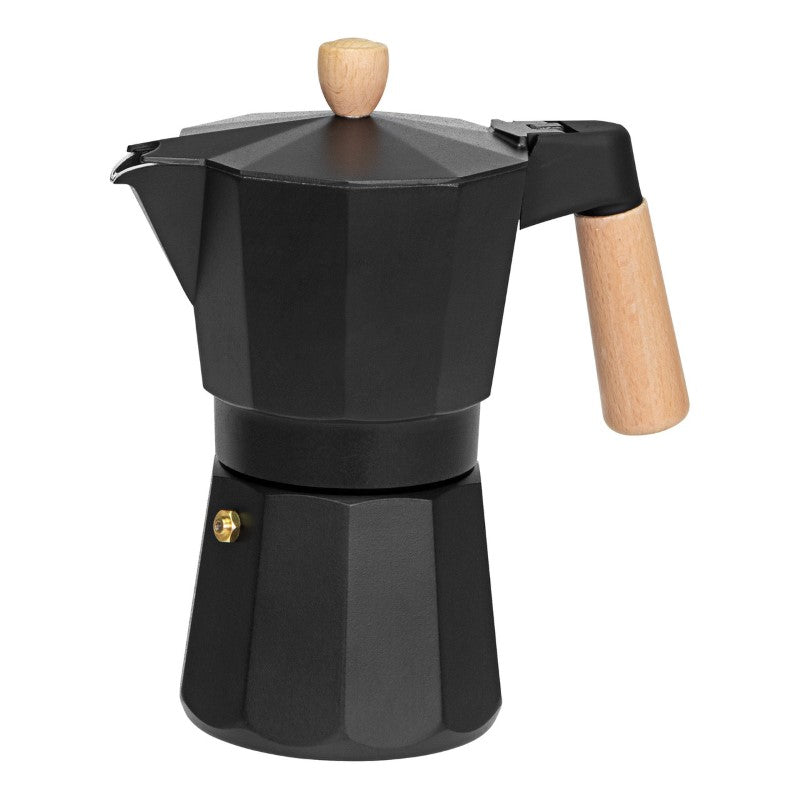 Elegant Avanti Malmö Espresso Maker in cast aluminum with beechwood handle, perfect for brewing rich espresso.