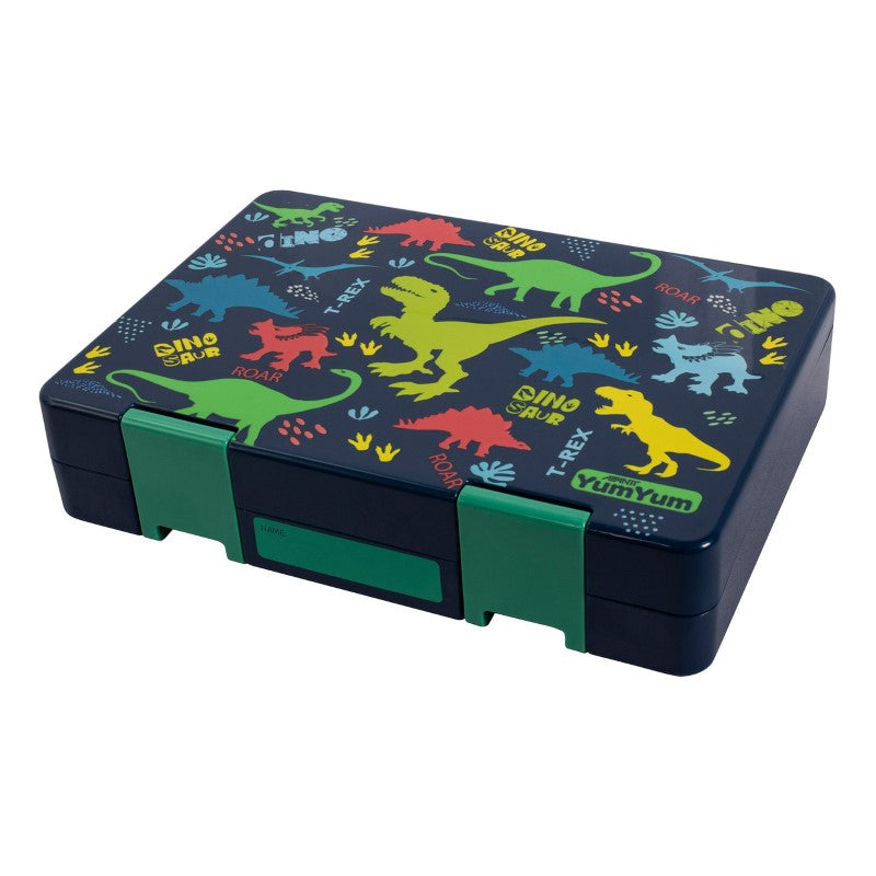 Bento Dinosaur Lunch Box with four compartments, customizable design, and leak-proof seal for fresh meals on the go.