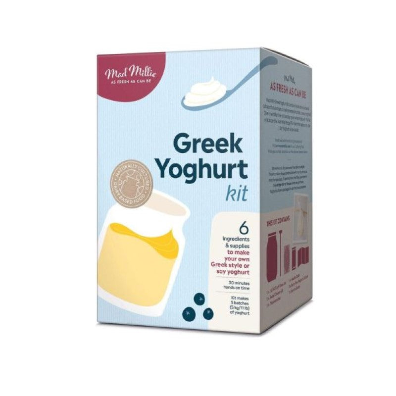 Mad Millie Greek Yoghurt Making Kit with all essentials for crafting rich yogurt at home, ideal for beginners and enthusiasts.