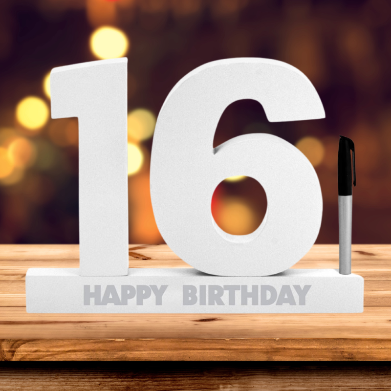 16th Birthday Signature Block for guests to write personalized messages, creating lasting memories of the special celebration.