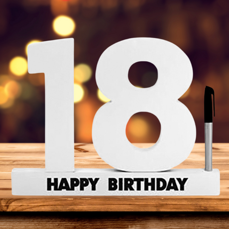 Elegant 18th birthday signature block and pen set for heartfelt messages, beautifully packaged keepsake for memorable celebrations.