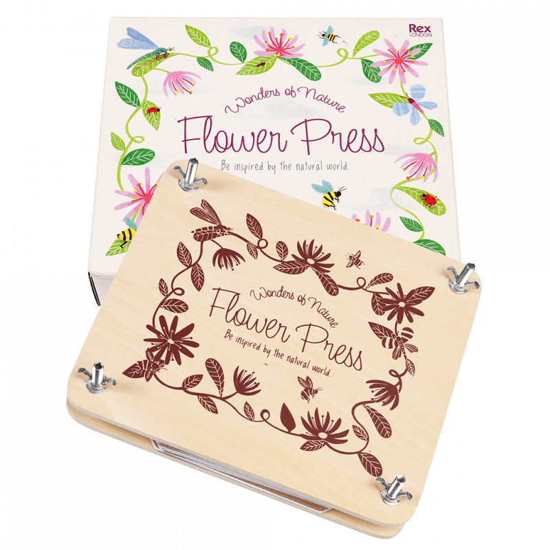 Wooden flower press for preserving blooms, includes plates, sheets, and ideal for crafting and creating lasting floral art.