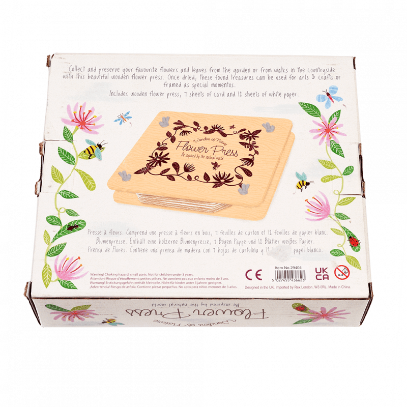 Wooden flower press for preserving blooms, includes plates, sheets for crafting, perfect for keepsakes and floral art.