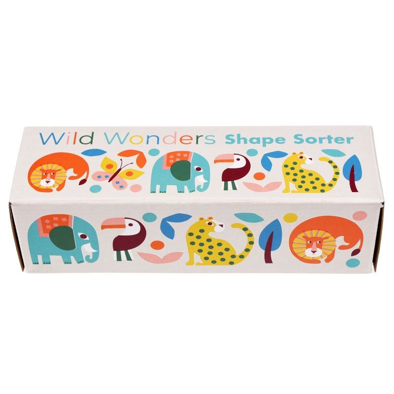 Wooden shape sorter promoting fine motor skills and problem-solving for young children, crafted from high-quality wood.