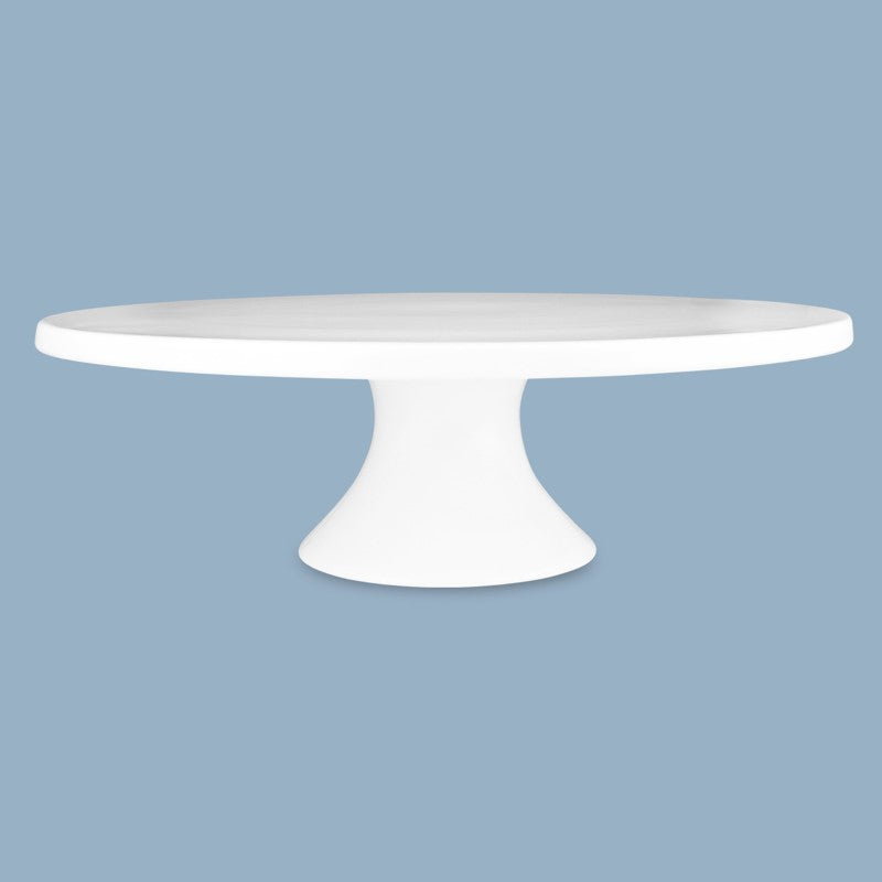 Elegant white bone china cake stand, 30cm diameter, perfect for showcasing cakes and desserts at any occasion.
