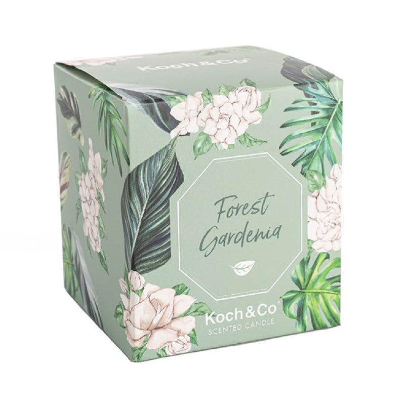 Scented Gardenia Candle in elegant ripple-patterned glass, offering 30 hours of soothing floral fragrance for any home.