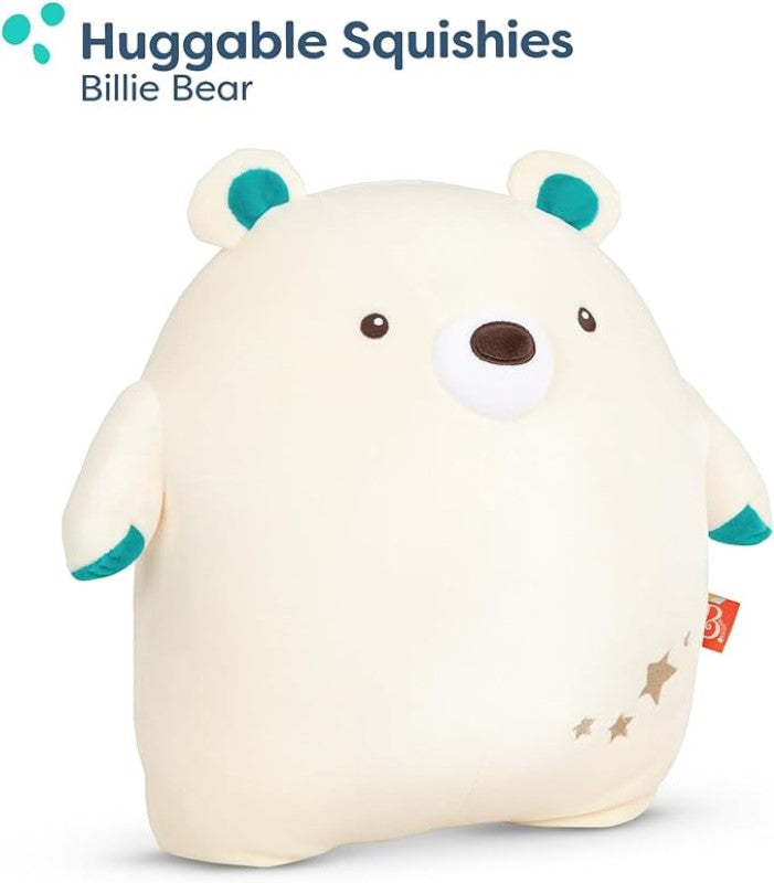 Soft plush polar bear Billie Bear with blue ears and paws, perfect for cuddles and easy to clean, ideal for all ages.