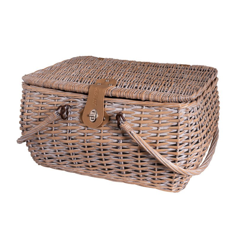 4 Person Picnic Basket - Hampton with durable wicker, insulated compartment, and full dining set for stylish outdoor meals.