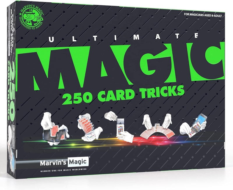 Collection of 250 card tricks with instructions and gimmicks for beginners and pros to impress and entertain.