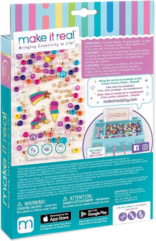 Colorful charm bracelet making kit with beads and charms for creative fun, perfect for young girls and tweens.