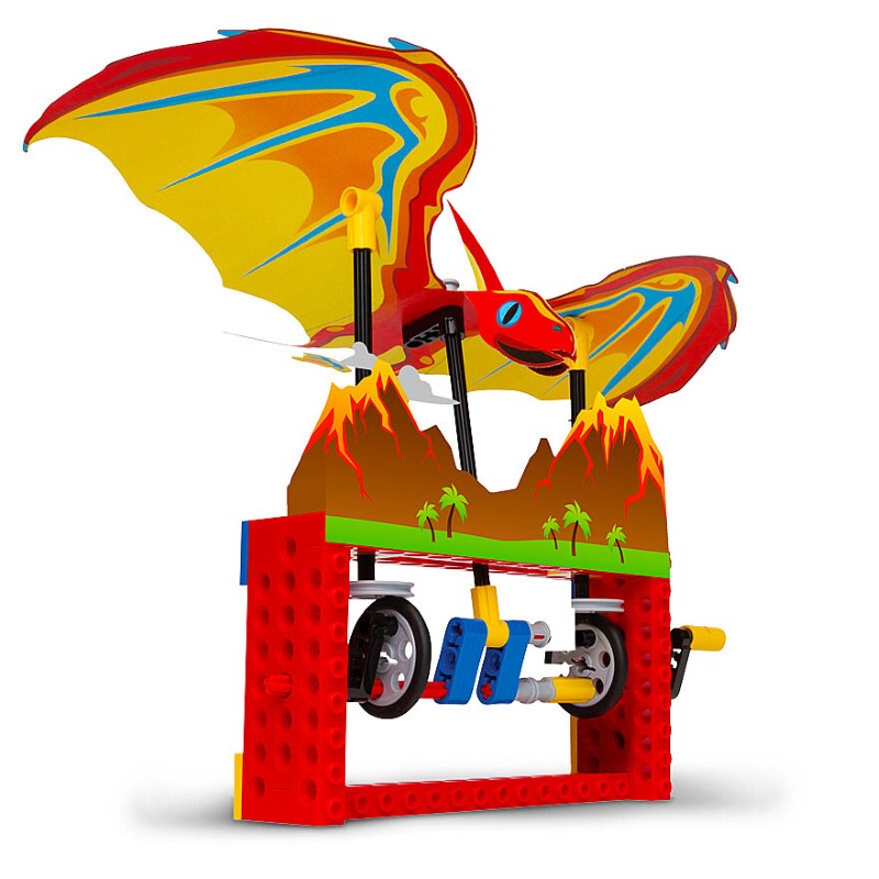 A colorful LEGO Gear Bots Kit with 62 pieces for building kinetic sculptures and fostering creativity in kids ages 8 and up.
