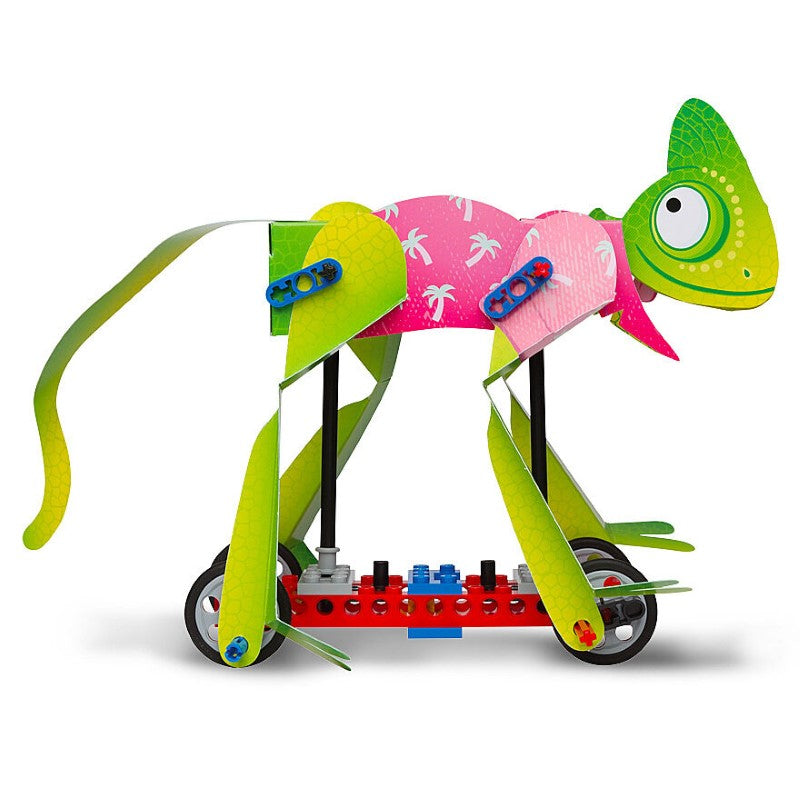 LEGO Gear Bots Kit featuring 62 elements to build 8 kinetic sculptures, fostering STEM learning and creativity for ages 8+.