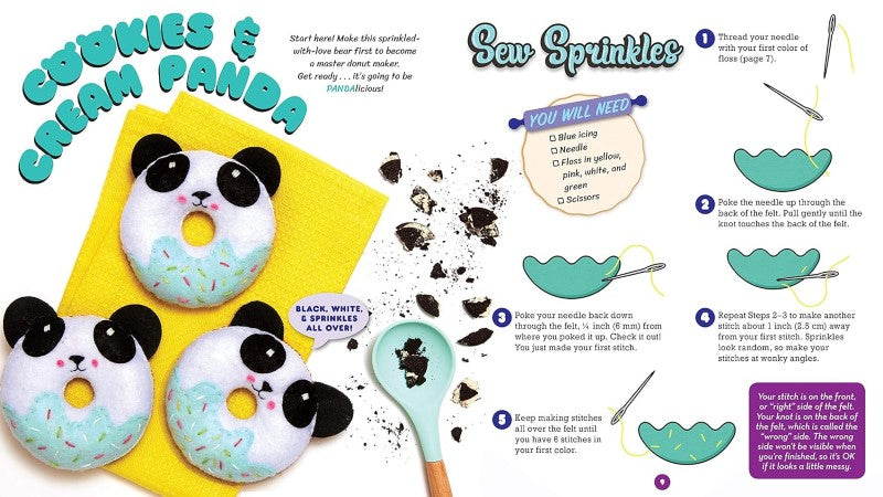 Craft Plush Making Kit featuring adorable animal-themed felt donuts, complete with materials and easy instructions for ages 8+.