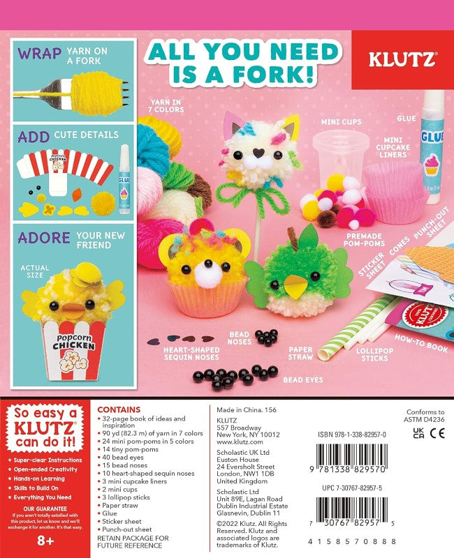 Craft Animal Pom Poms kit for creating soft, fuzzy animal pom-poms with customizable designs and engaging crafting activities.