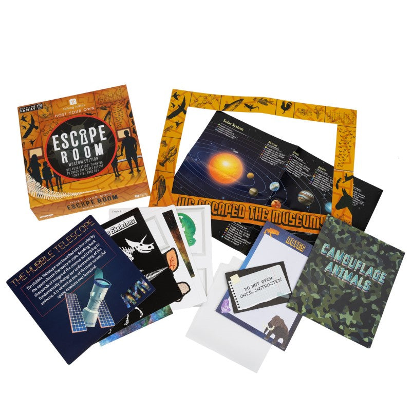 Interactive Museum Edition escape room game with 18 puzzles, engaging video intro, and family-friendly fun at home.