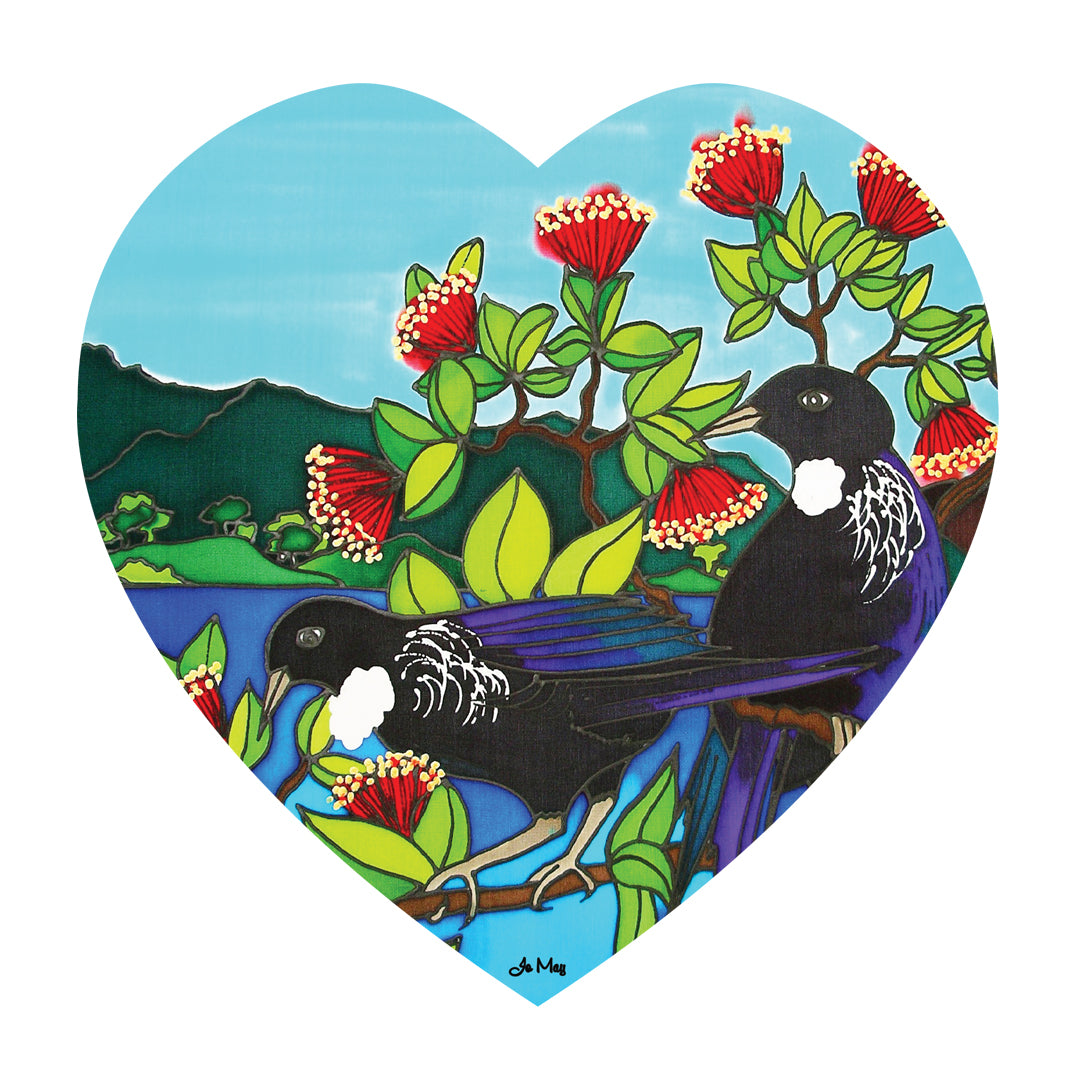 Tui in Flight Ceramic Heart Wall Hanging