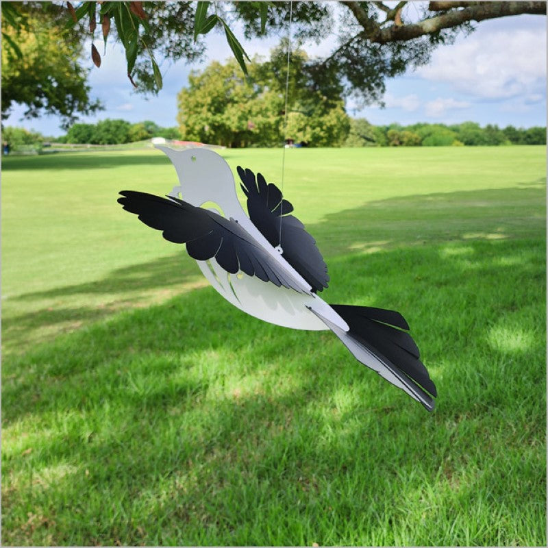Large Flying Tui decoration in white acrylic, 410mm long with 340mm wingspan, perfect for indoor/outdoor display.