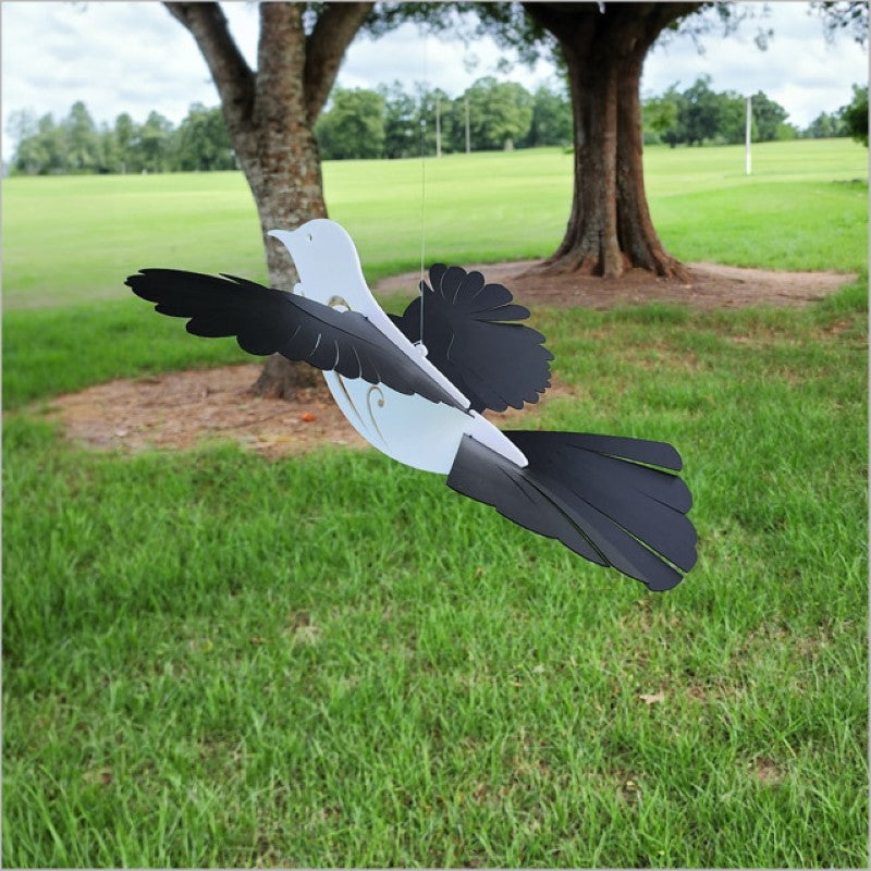 Majestic Large Flying Tui made of Matt White acrylic, perfect for indoor/outdoor decor, includes hanging line.