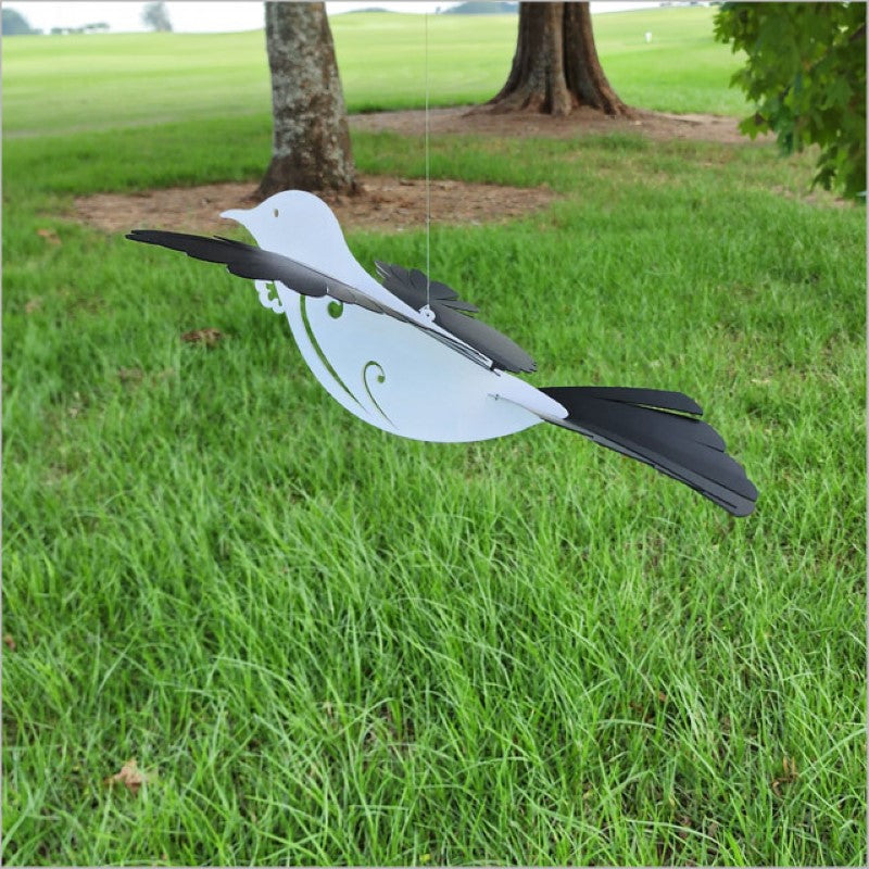 Majestic Large Flying Tui decoration in Matt White acrylic, perfect for indoor or outdoor display with included hanging line.