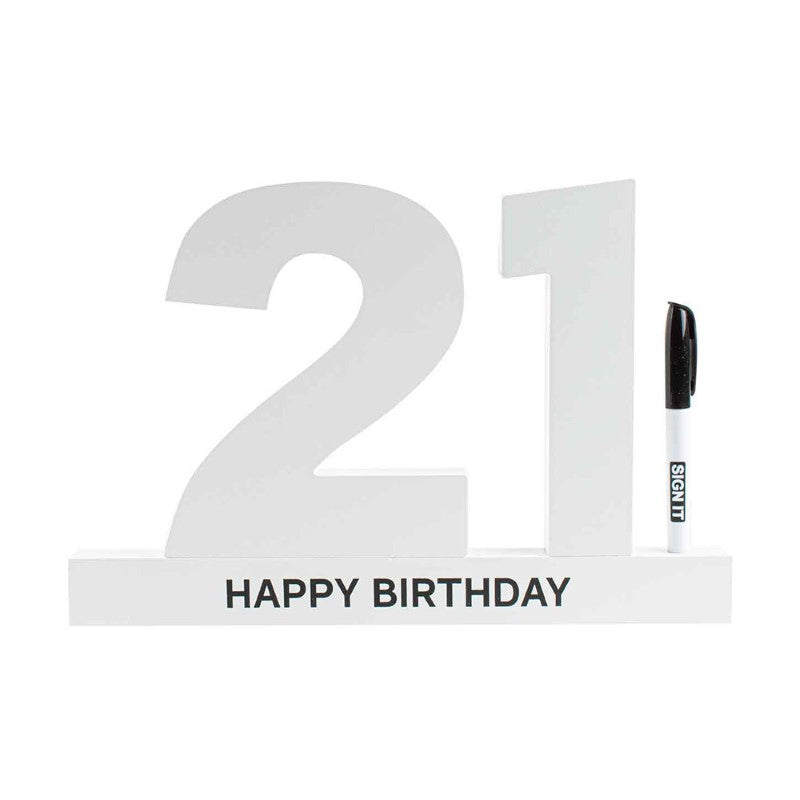 21st Birthday Signature Block for messages; stylish keepsake with pen, perfect for memorable celebrations and heartfelt wishes.