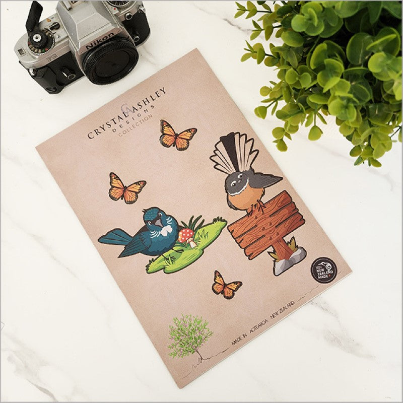 Tui and Fantail Wall Décor featuring laser-cut textures of iconic New Zealand birds, perfect for enhancing home decor.