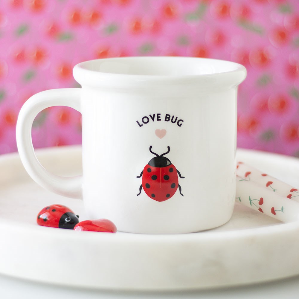 Charming Love Bug Gift Box with a mug, snacks, and pampering items, perfect for Valentine's Day or special occasions.