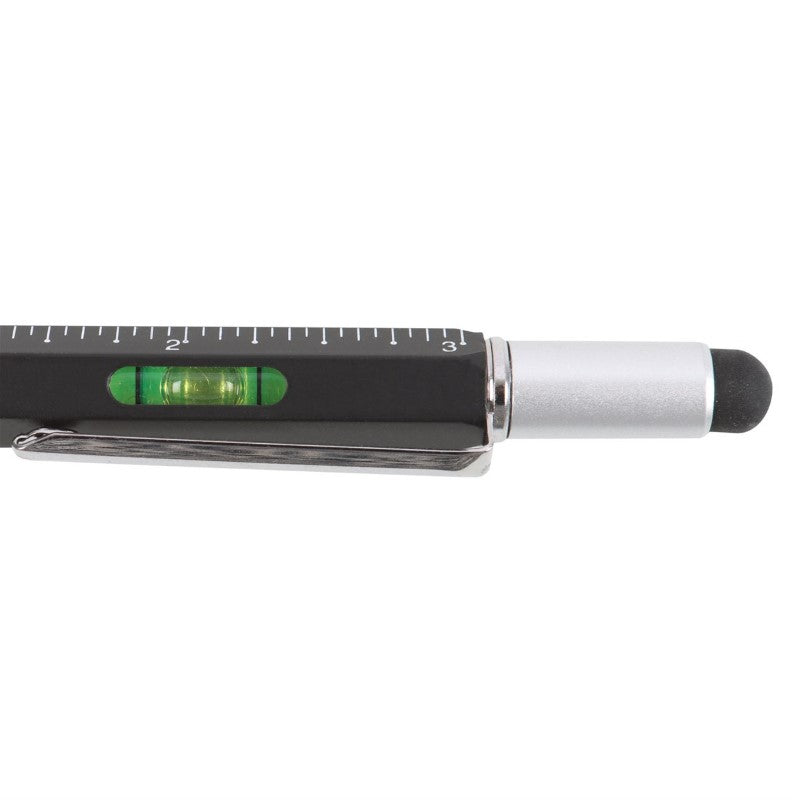5-in-1 Multitool Pen featuring a pen, screwdriver, spirit level, stylus, and ruler for convenient DIY solutions.