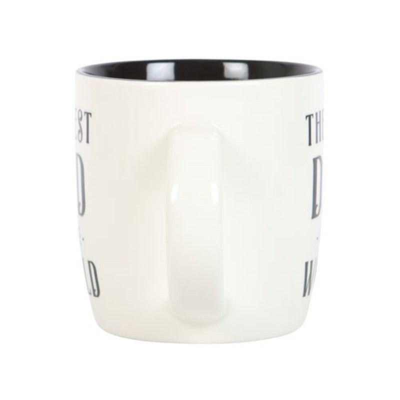 Heartfelt ceramic mug with "Best Dad in the World" design, perfect for gifting on special occasions like Father's Day.