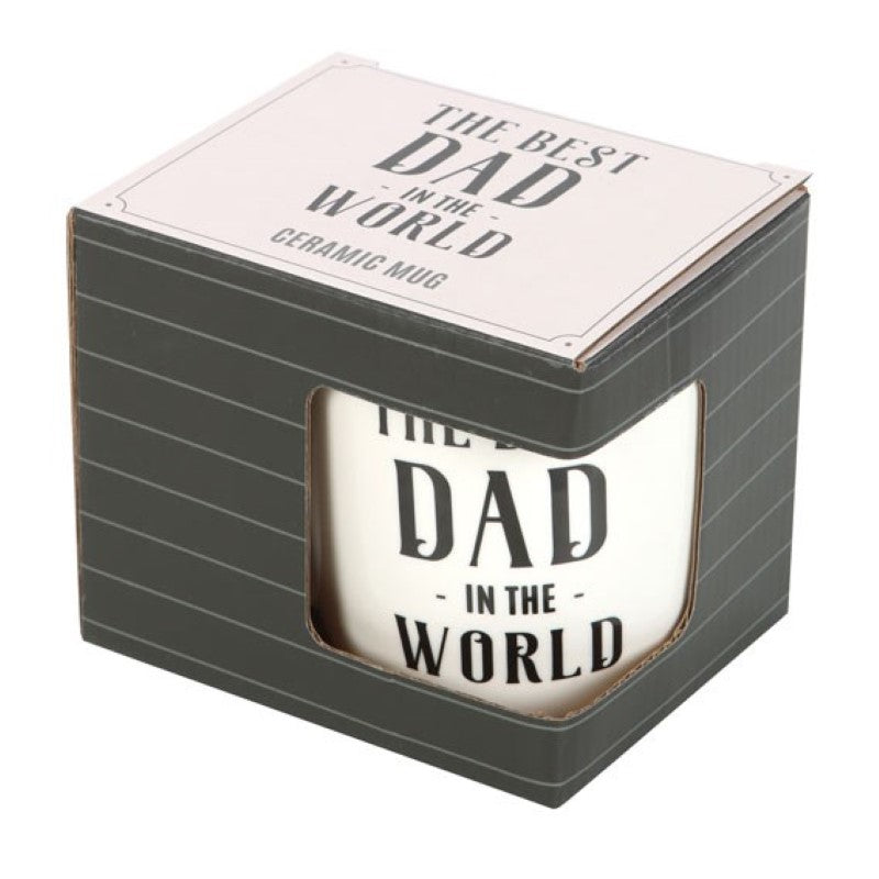 Heartfelt ceramic mug featuring "Best Dad in the World" design, perfect for gifts on special occasions.
