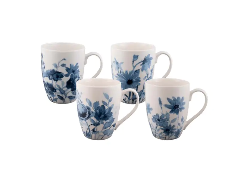 Classic Design Set of 4 Mugs in elegant New Bone China, perfect for daily use or special occasions.