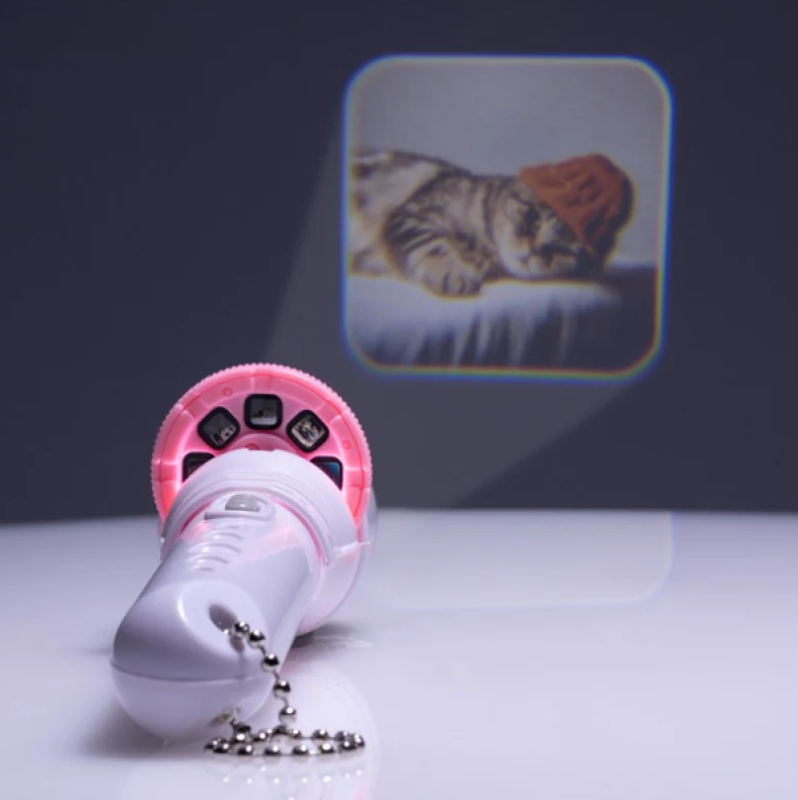 Compact projector torch displaying charming cat images, perfect for kids' rooms and cozy nights.