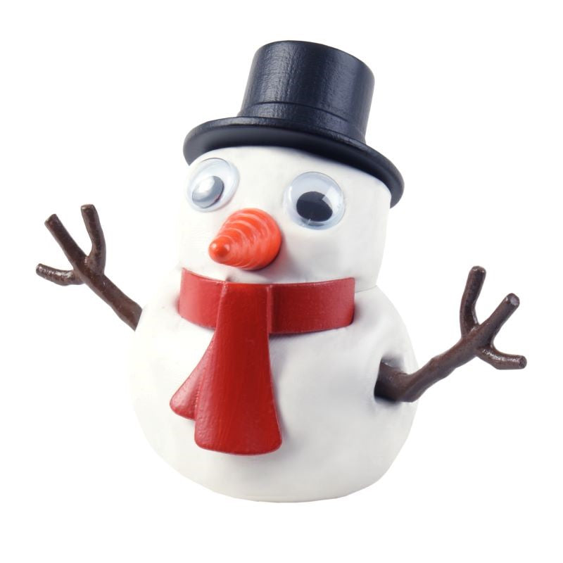 Melting Snowman Kit with putty, accessories, and googly eyes for creative festive fun and nostalgia.