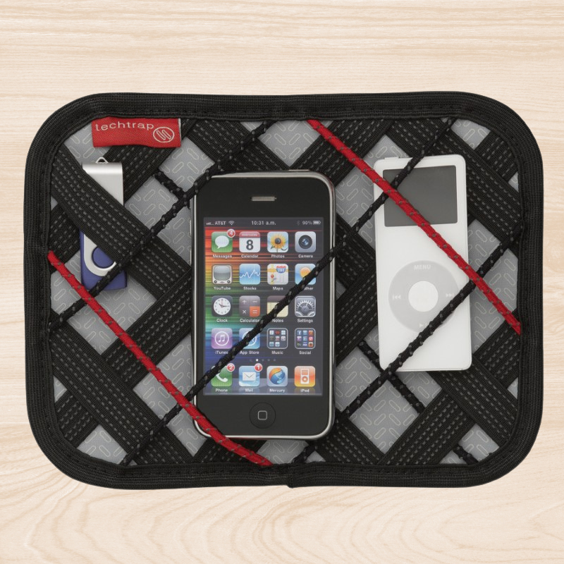 Durable nylon tech organiser with zippered compartment for storing gadgets, cables, and USB sticks safely on the go.