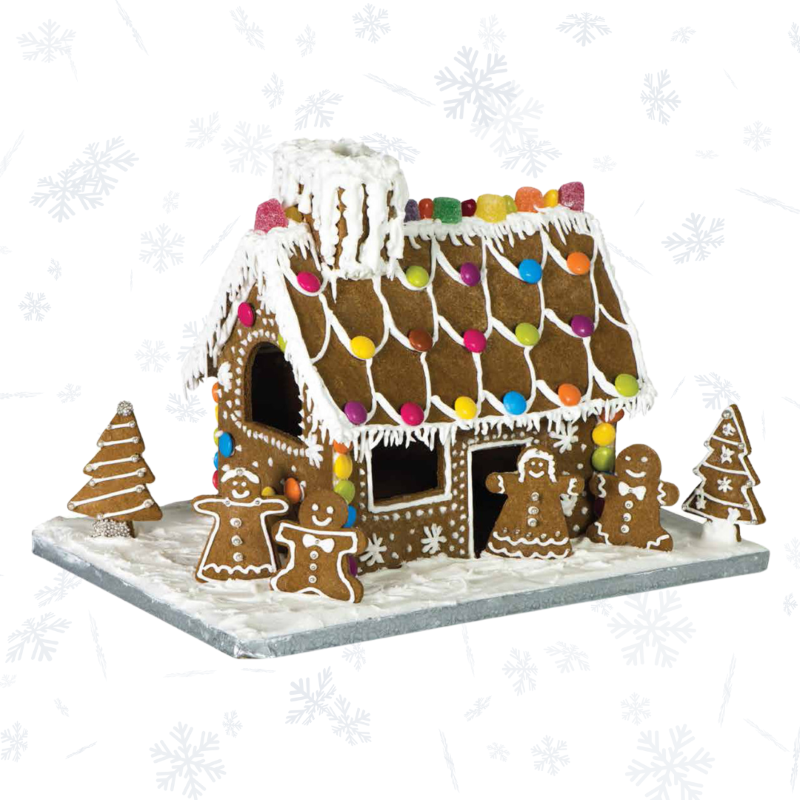 Gingerbread House 10 Piece Kit with cutters, recipes, icing, and board for festive family baking and decoration fun.