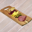 Tapas Acacia Wood Serving Board showcasing unique grain, lightweight design, ideal for elegant entertaining and serving nibbles.