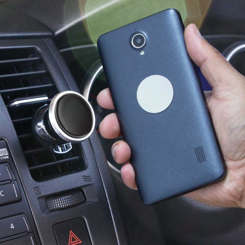 Magnetic Car Vent Phone Holder securely mounts phones for easy access and navigation while driving, featuring 360-degree rotation.