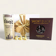 Gift box featuring Espresso Martini, chocolate-coated coffee beans, and Hershey's Kisses in elegant packaging.