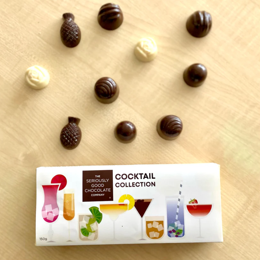 NZ Cocktail Collection Large Box of 10 featuring gourmet chocolates inspired by classic cocktails, perfect for gifting and sharing.