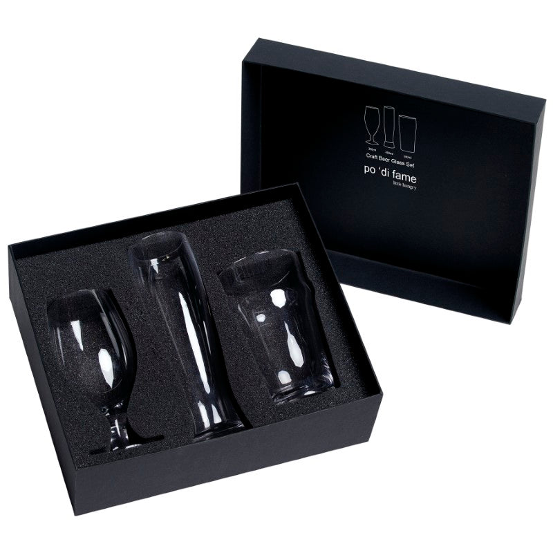 Craft Beer Glass Set featuring three expertly designed glasses to enhance the tasting experience of various beer styles.