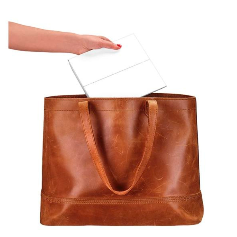 Tri-panel lighted LED mirror with touch control and adjustable brightness for flawless makeup application.