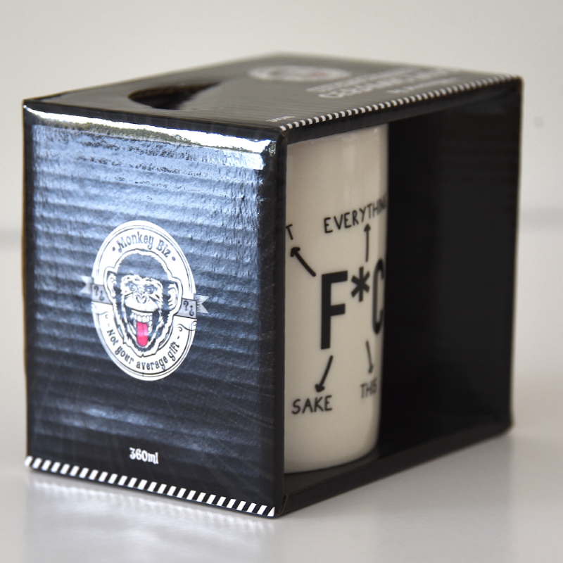 Ceramic F*ck Everything Mug with 350ml capacity, dishwasher and microwave safe, perfect for coffee lovers embracing chaos.