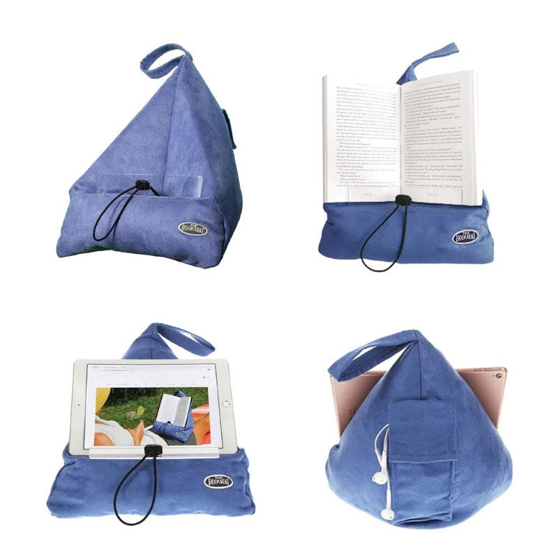 A versatile book holder that molds to any angle, ensuring hands-free comfort for reading books and tablets.