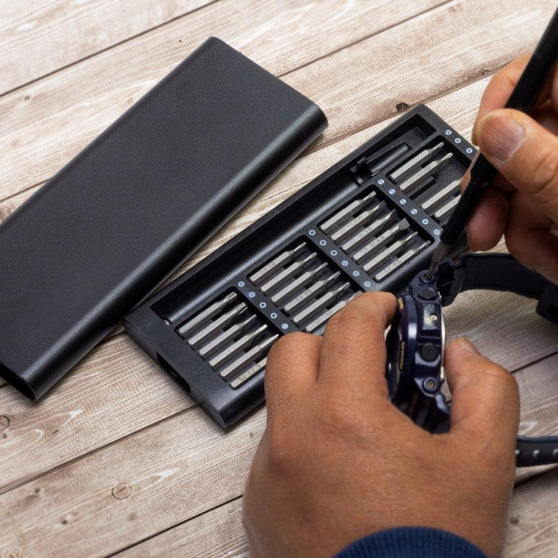 24-in-1 screwdriver set featuring 24 magnetic bits, ergonomic handle, and sleek aluminum case for versatile DIY tasks.