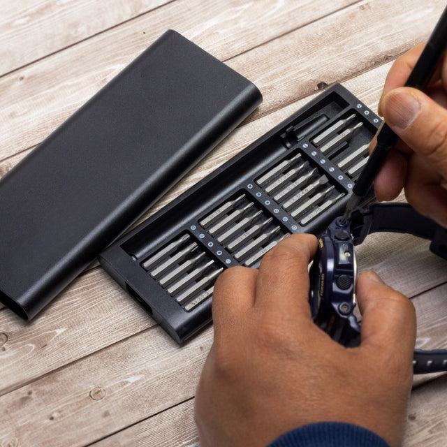 24-in-1 screwdriver set featuring 24 magnetic bits, ergonomic handle, and sleek aluminum case for versatile DIY tasks.