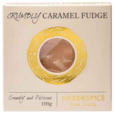 Handmade Crumbly Caramel Fudge in a 100g bag, perfect for snacking or as an ice cream topping. Indulge your sweet tooth!
