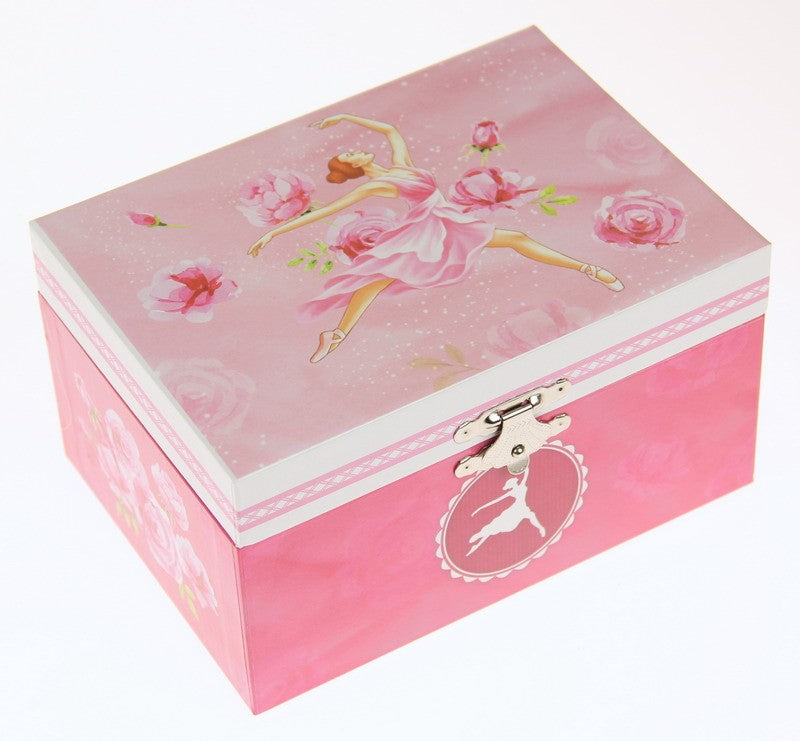 Ballerina Musical Jewellery Box with twirling ballerina, plays "Somewhere Over the Rainbow," crafted from high-quality wood.